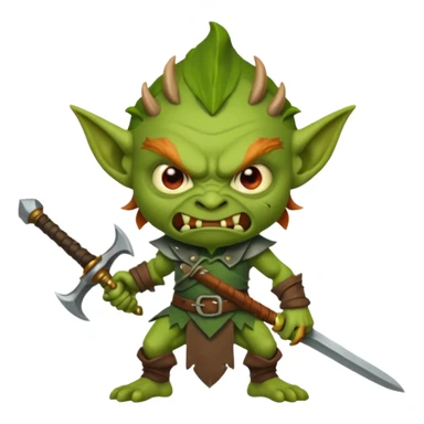 make an angry looking goblin holding a sword sticker