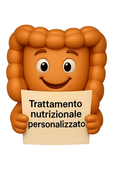 emoji stile iphone di un intestino felice che legge un foglio con la scritta "trattamento nutrizionale personalizzato", non fargli il naso, iperrealistico 4k sticker
