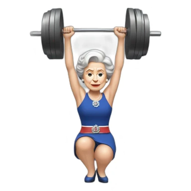 Determined Queen Elizabeth II lifting heavy barbell above her head sticker
