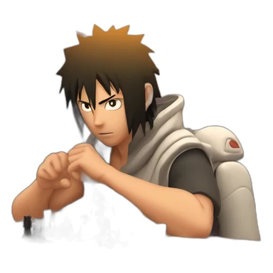 naruto sasuke playing chess in volcano sticker