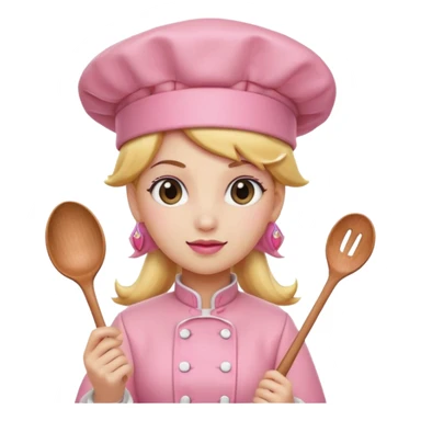 Pink chef hat princess peach with a hand and spoon sticker