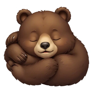Meme-Worthy Cute Sleeping Bear Portrait Emoji, Head resting peacefully with a contented smile, showcasing a massive, robust build and a luxuriously soft dark brown fur, eyes shut in a serene, restful nap, Simplified yet hilariously adorable features, highly detailed, glowing with a soft, drowsy light, high shine, relaxed and utterly lovable, stylized with an air of playful laziness, bright and heartwarming, soft glowing outline, capturing the essence of a comically sleepy bear, so meme-worthy it feels like it could instantly become the next viral sensation of adorable slumber! sticker
