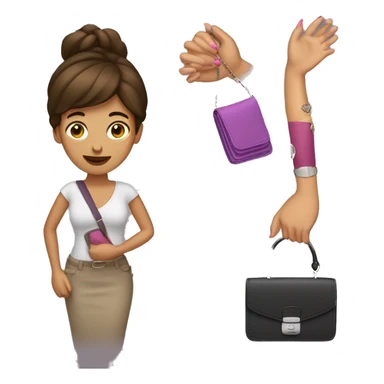 una mujer con uñas y cartera sticker