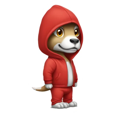 White trex wearing red hoodie  sticker