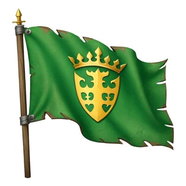 medieval war torn ripped banner Green heraldry flag blowing in wind sticker