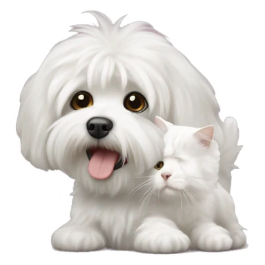 White bichon havanese with White cat sticker
