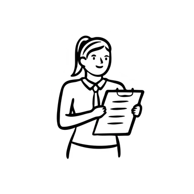 Staff manager, person in business attire with clipboard or chart, managing team members, professional leadership symbol sticker