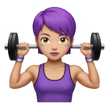 weight lifting female short purple hair asian sticker