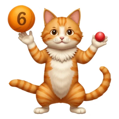 Cat juggling the numbers 6 and 7 sticker