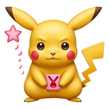 Un Pikachu rouge qui et triste avec des éclairs en fond et il a fait caca sticker