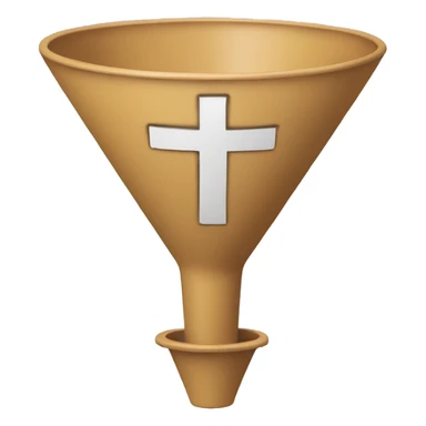 a funnel with a cross sign over it sticker