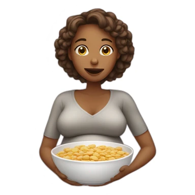 White Pregnant woman eating cereal sticker