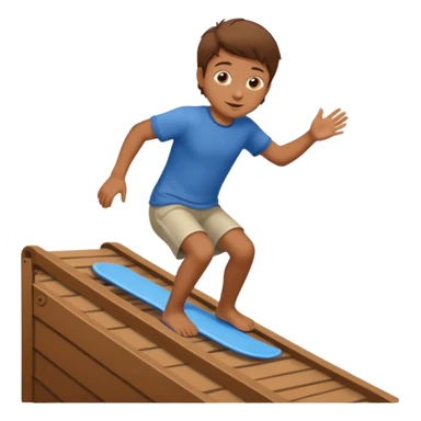 jongen die aan het buikglijden is met bruin haar van een schans sticker