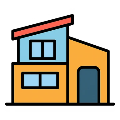 modern home, color icon style, geometric shapes, minimalistic sticker