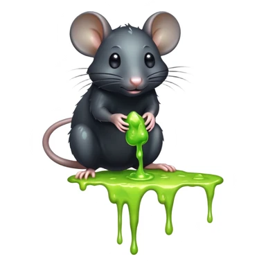 a black rat standing with a trickle of slime sticker