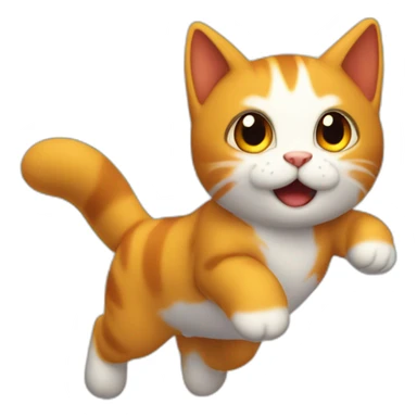 Gato volando en un cielo de fuego sticker