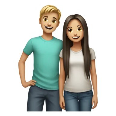 smiling girl and boy portrait sticker