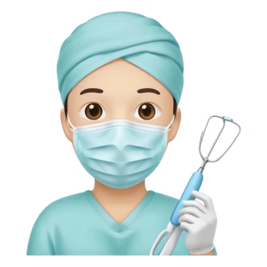 Tooth character wearing a medical face mask, holding dental equipment, clean flat illustration, simple emoji design, suitable for Canva.” sticker