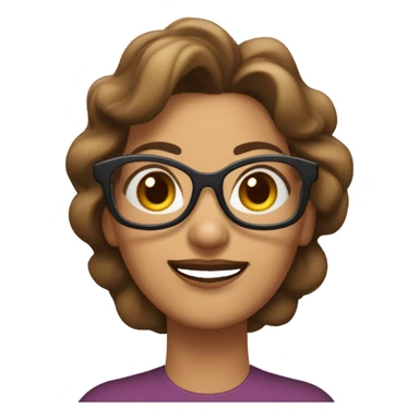 chica blanca de mediana edad con gafas estilo mariposa y pelo rizado castaño con canas sticker