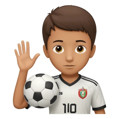 a boy having a soccer ball next to his hand wearing a soccer jersey
 sticker