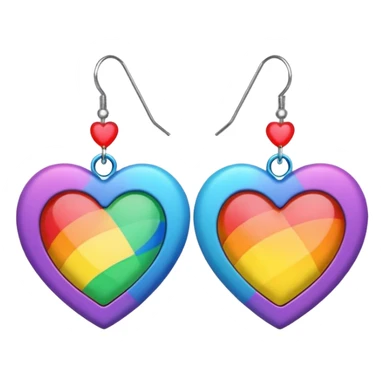 rainbow color heart shaped earrings sticker