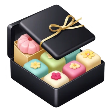 Black box of wagashi with dividers sticker