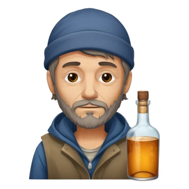 Homeless man with a bottle of alcohol  sticker