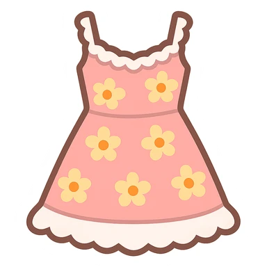frilly lacey floral pink summer sundress, flat twitter-style emoji sticker