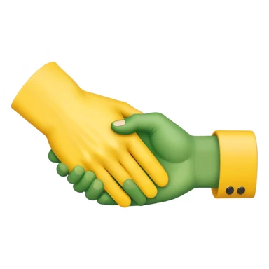 green hand and yellow hand handshake sticker