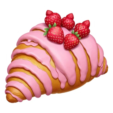 Pink croissant with a lot of small strawberries on the top  sticker