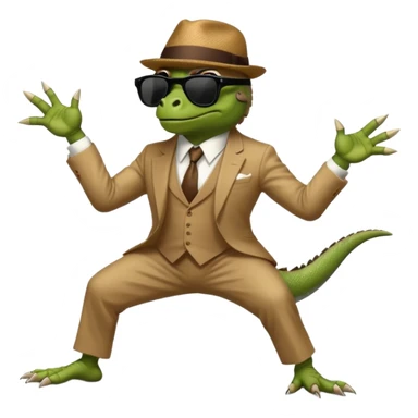 capitalist iguana banker godfather with black sunglasses breakdance startling sticker