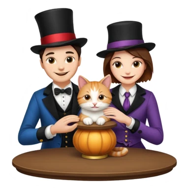 magician couple and their pet cat sticker