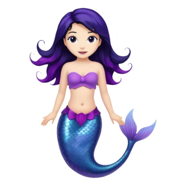 Mermaid with black hair and purple tail  sticker