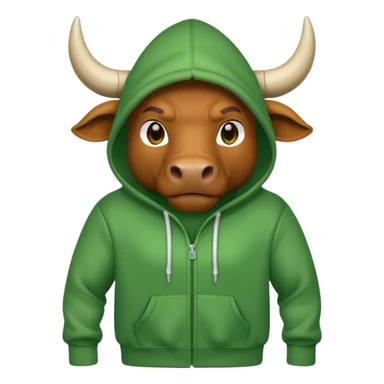 Green bull with hoodie sticker