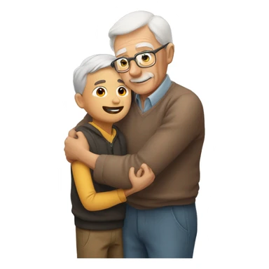 Grandfather huggings with a boy sticker