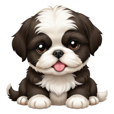 two black and white Shih Tzu puppies with tongues out sticker