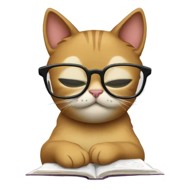 generate a cat studying while crying with glasses sticker