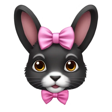 black lionhead rabbit with pink bow sticker