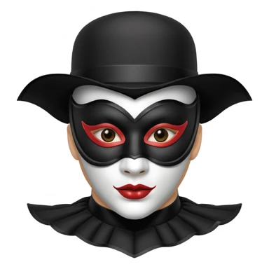 masked circus acrobat portrait, head and shoulders only, elegant carnival mask, dark outfit collar, dramatic expression, 3D cartoon, mobile game icon style, clean background, no text, no watermark
 
 sticker