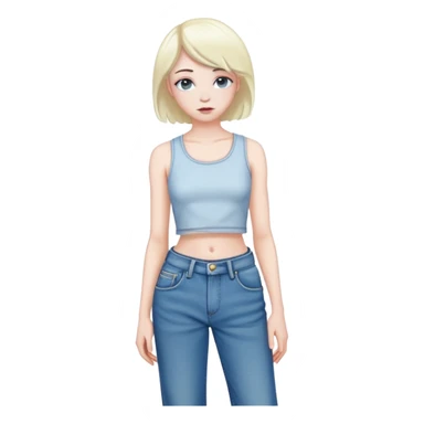 Femboy in crop top and baggy jeans pale skin sticker