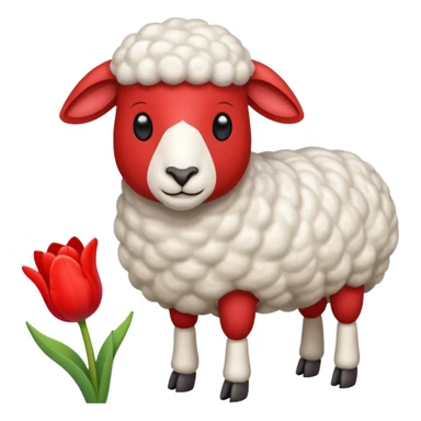 Oveja con un tulipán Al lado sticker