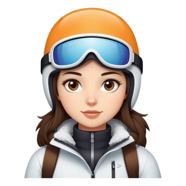 Pretty brunette with light brown eyes skiing and wearing cute snow gear sticker
