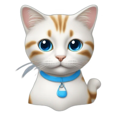 Un chat bleu avec un champignon blanc sur la tête sticker