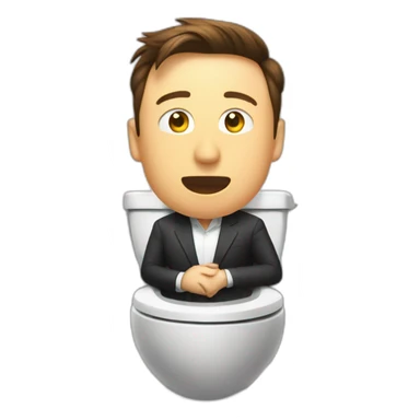 elon musk in the toilet that has the twitter logo sticker