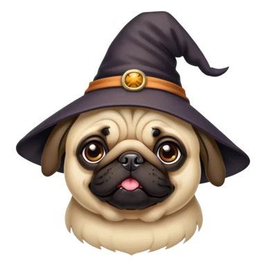 Pug dog wearing a witch hat  sticker