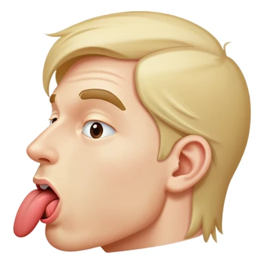 clear side profile of a man sticking his tongue out, complete side view showing the side of face sticker