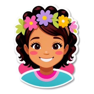 smiling girl with flower crown sticker