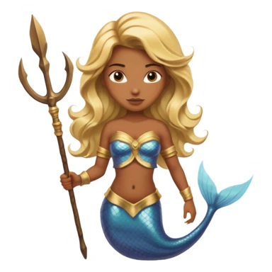 Mermaid with Trident – Warrior brown skin, blonde hair mermaid with weapon sticker