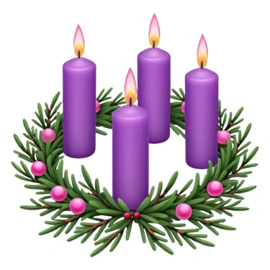 advent wreath with 3 purple candles and one pink candle sticker