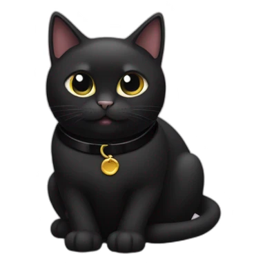 black cat in black collar in black bell sticker